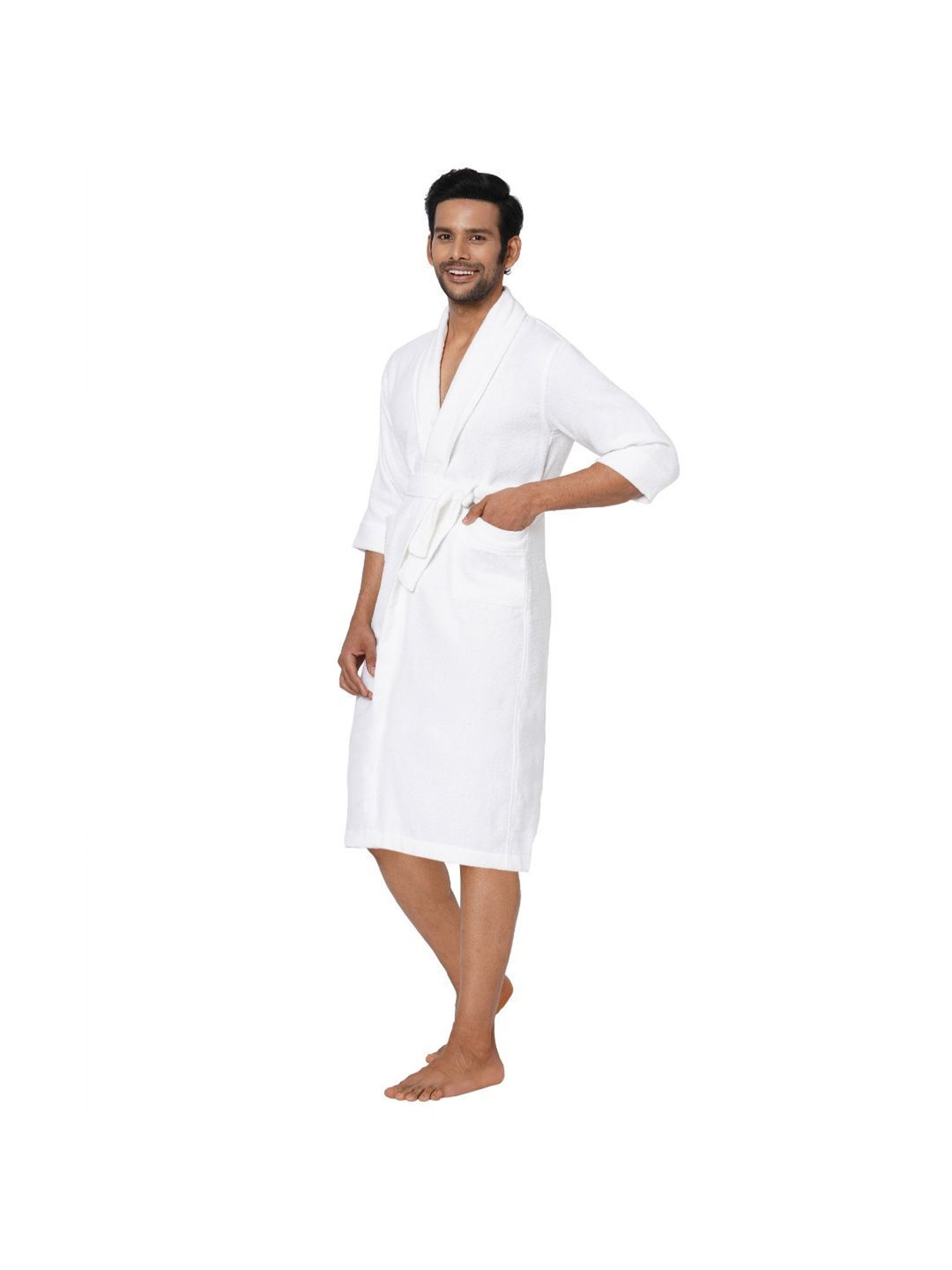 Spaces Cloudz Solid White Cotton Bathrobes