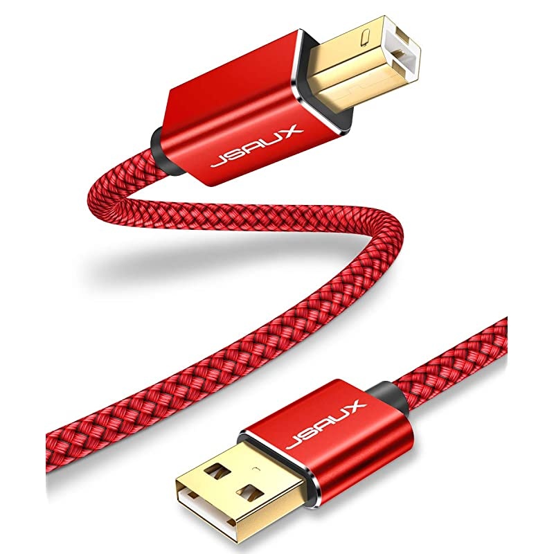 Printer Cable,  10ft USB 2.0 Type A Male to B Male Printer Scanner Cord High Speed Compatible with HP, Canon, Dell, Epson, Lexmark, Xerox, Samsung and More (Red)