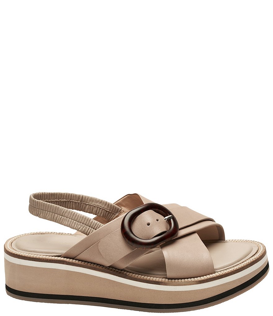 Andre Assous Lupita Leather Buckle Crossband Sling Sandals