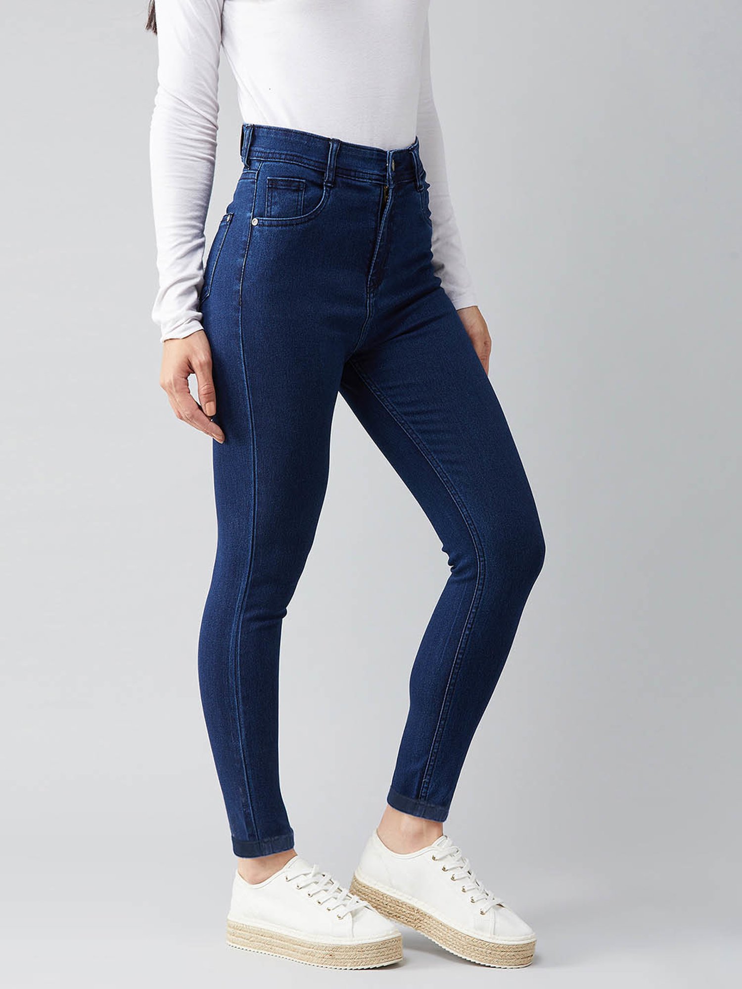 DOLCE CRUDO Navy Skinny Fit Jeans