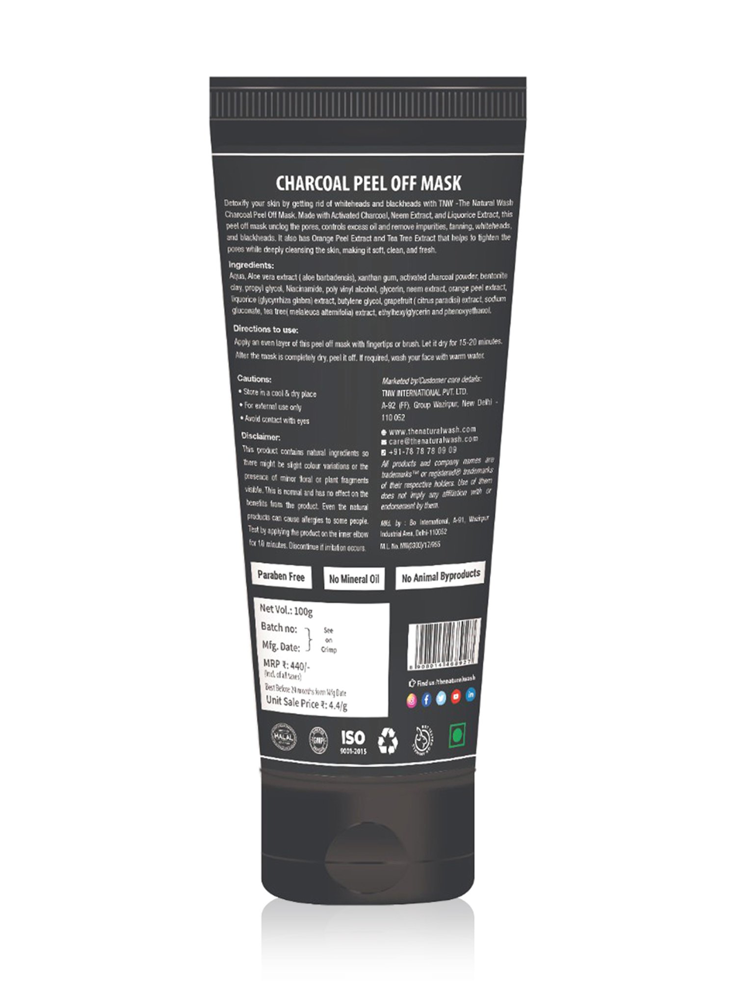TNW-The Natural Wash Charcoal Peel Off Mask - 100 gm
