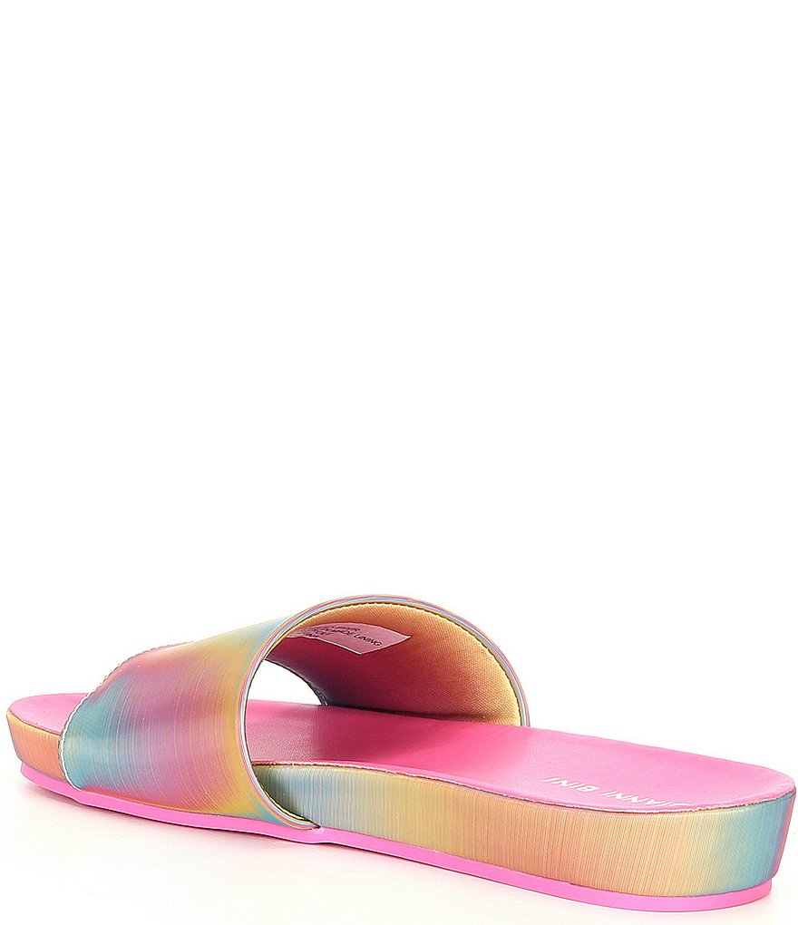 Gianni Bini Summatime Rainbow Banded Wedge Pool Slides