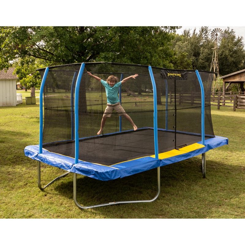 JumpKing JKRC1014C319 10 x 14 Foot Enclosed Rectangular Trampoline with G3 Pole