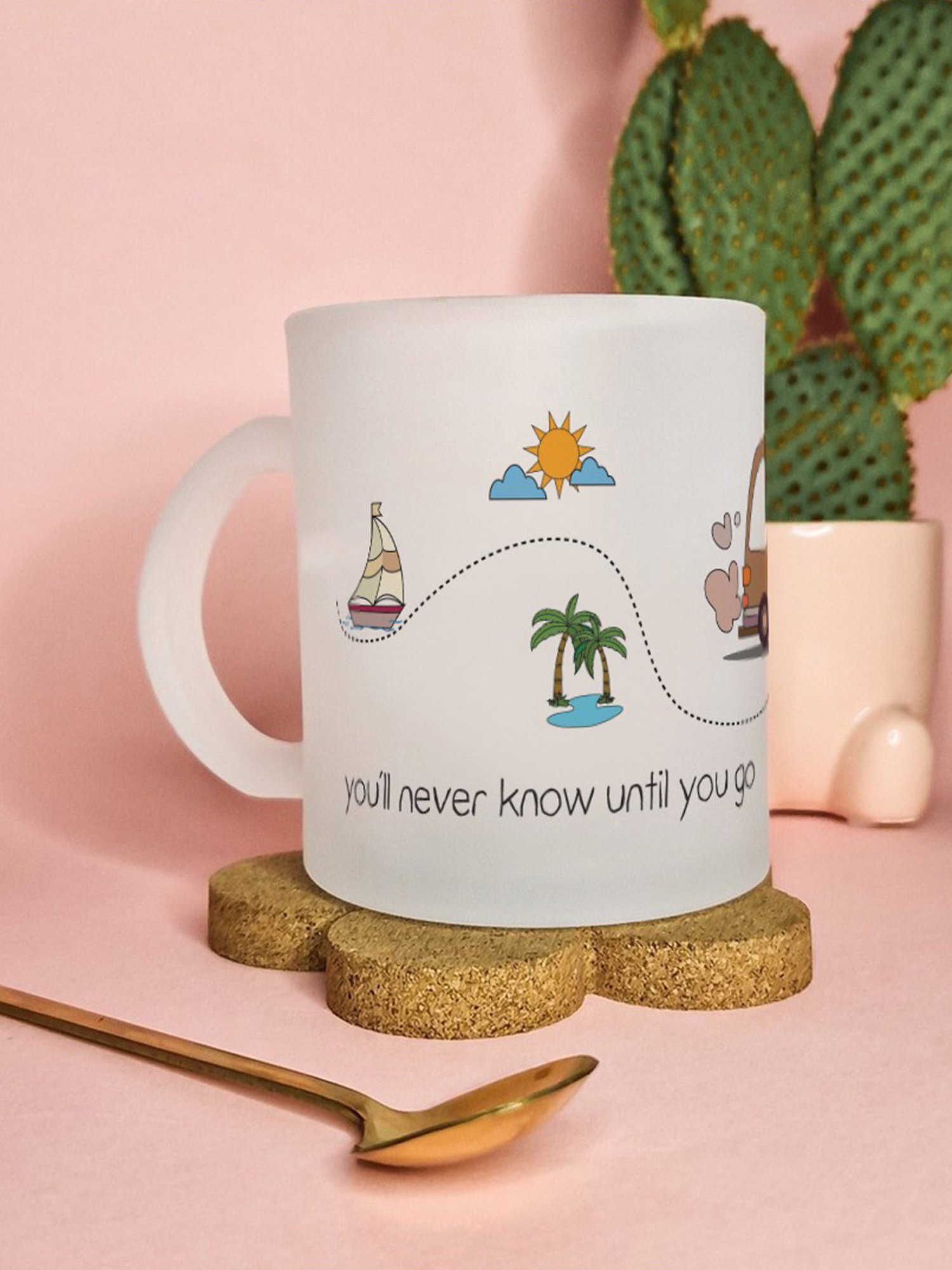 Gathari Aesthetic White Glass Frosted Coffee Mug