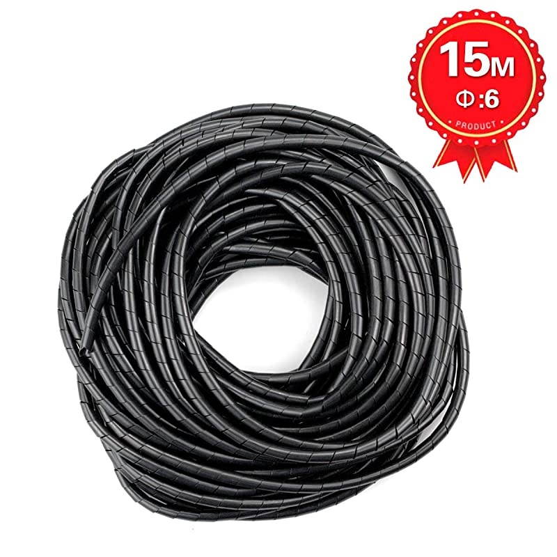 6mmWrapping Range4mm50mm Spiral Cable Wrap 14quot Spiral Wire Wrap Cord for Computer Electrical Wire Organizer Sleeve Hose RoHS Black Dia 6MMLength 15M