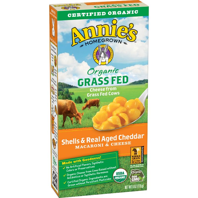 Annie's Organic Grassfed Shells & Real Aged Cheddar Flavor Macaroni & Cheese - 6oz