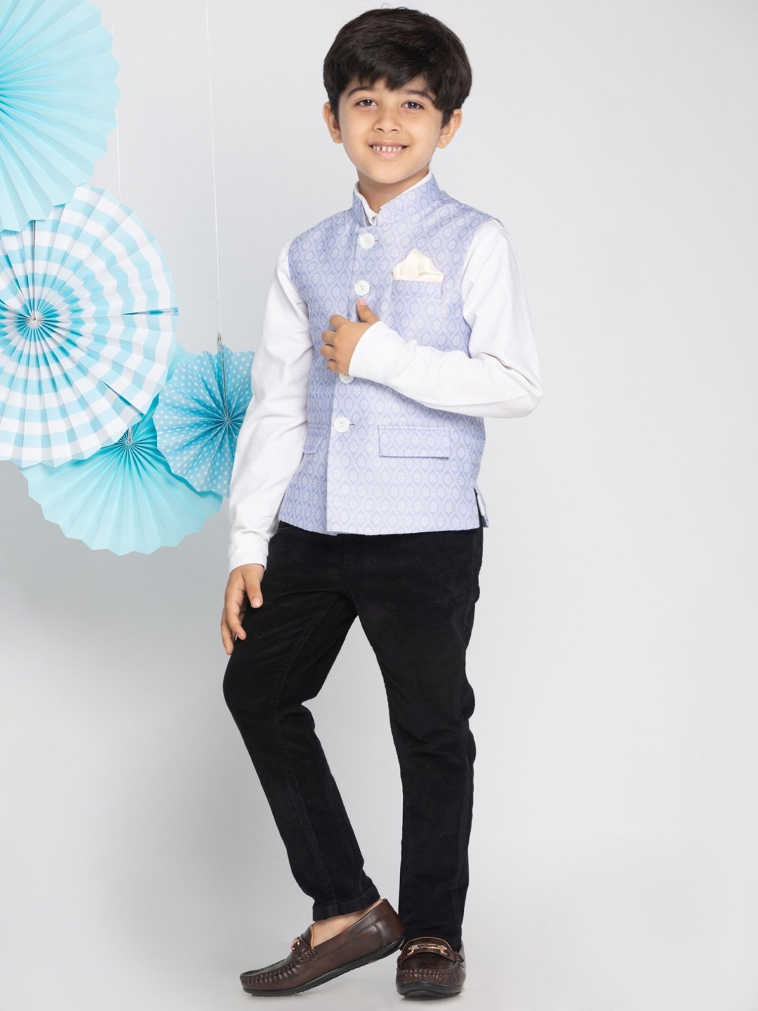Crimsoune Club Kids Mint Solid Full Sleeves Blazer