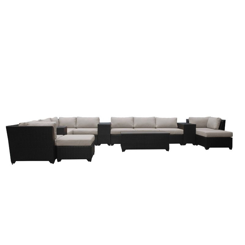 Barbados 14pc Patio Sectional Seating Set - Beige - TK Classics