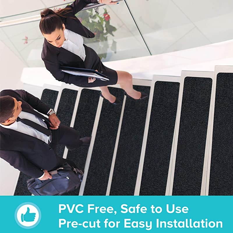 Anti Slip Traction Treads with Reflective Stripe 10Pack 4 X 28 Best Grip Tape Grit Non Slip Outdoor Non Skid Tape High Traction Friction Abrasive Adhesive for Stairs Step Black