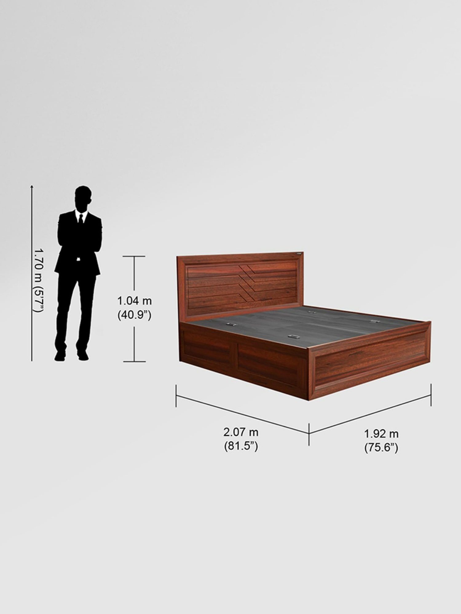 Nilkamal Riva Black Engineered Wood King Size Bed with Storage