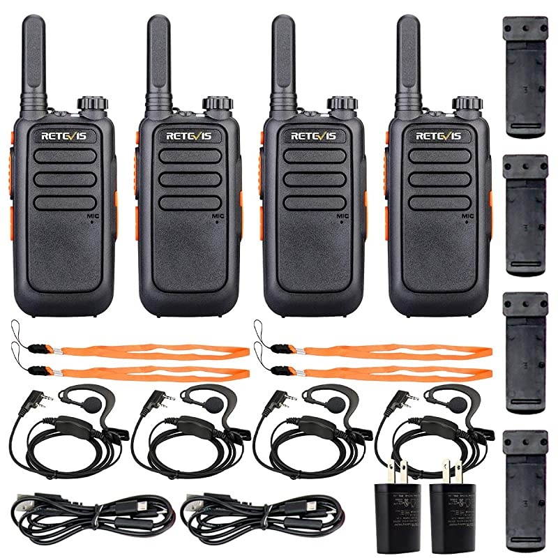 RT69 Rechargeable Walkie Talkies for Adults2 Way Radio Long RangeVOX Flashlight Portable Small MiniTwo Way Radios with EarpieceCamping Community Hiking4 Pack