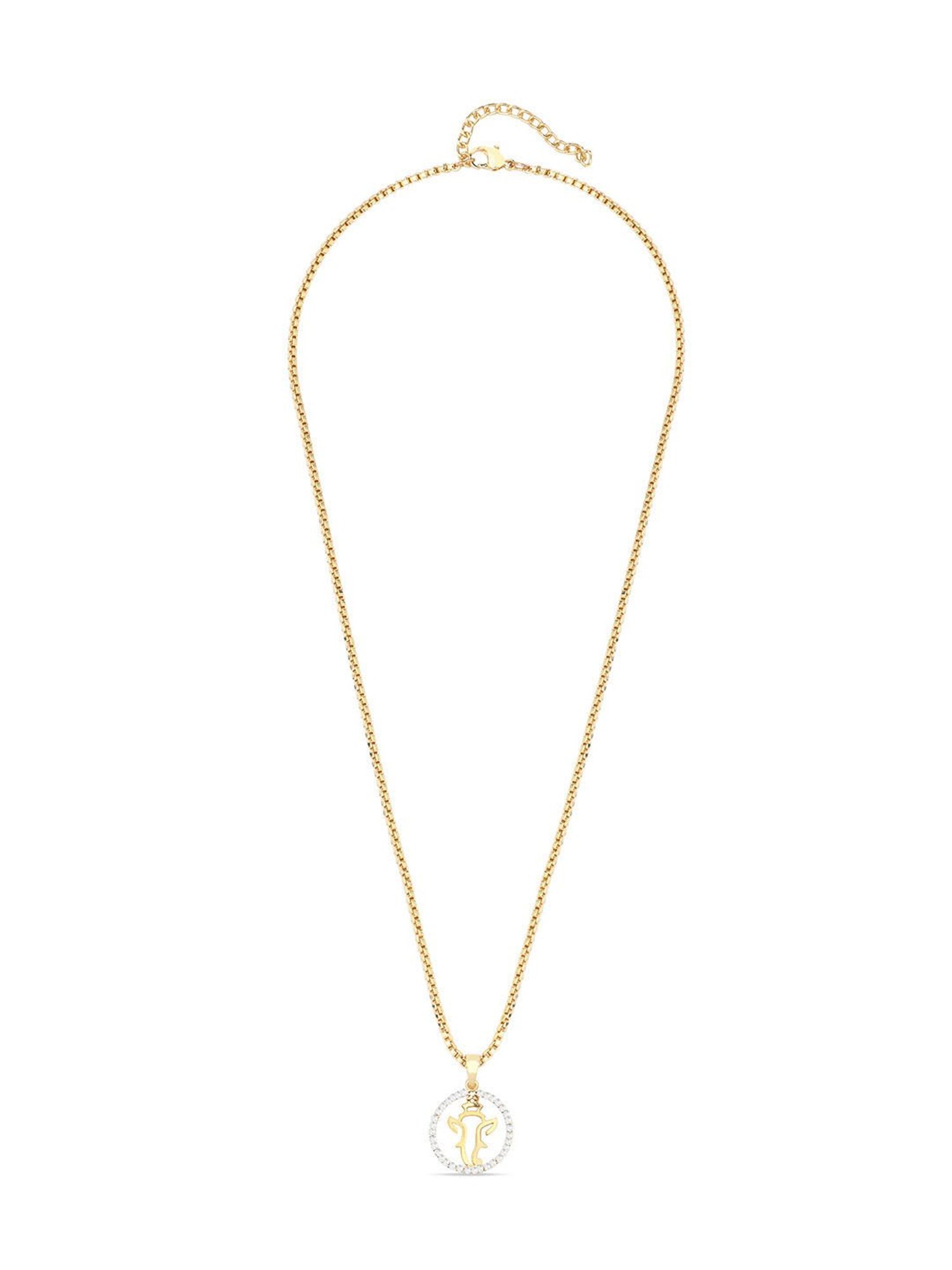 The Bro Code Gold-Plated Stone Studded Ganesh Pendant Necklace for Men