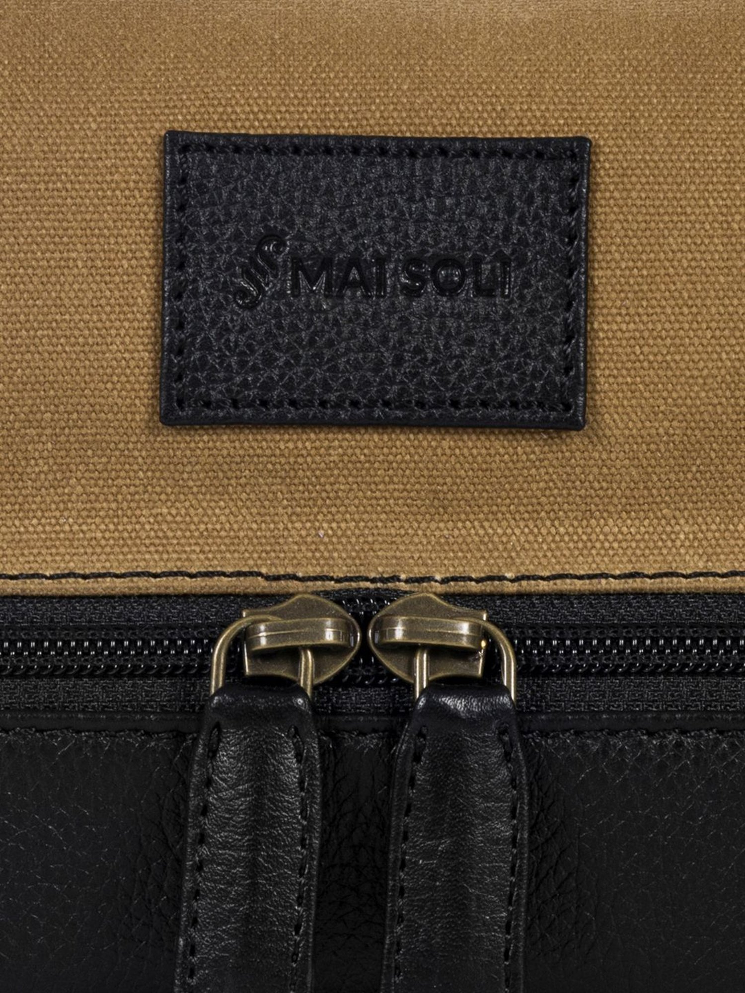 Mai Soli Khaki & Black Leather Toiletry Pouch