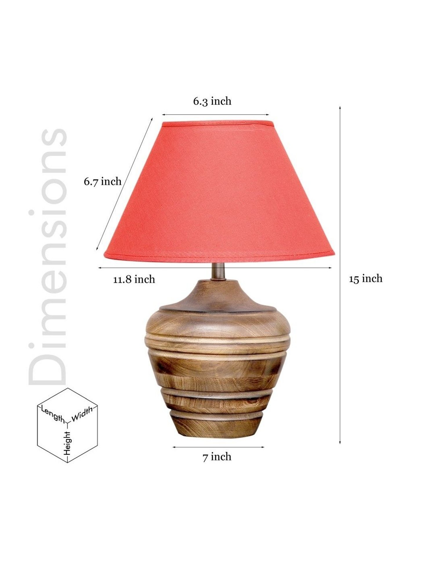 Kapoor Lamp Shades Brown & Pink Wood Knepp Mini Carved Table Lamp