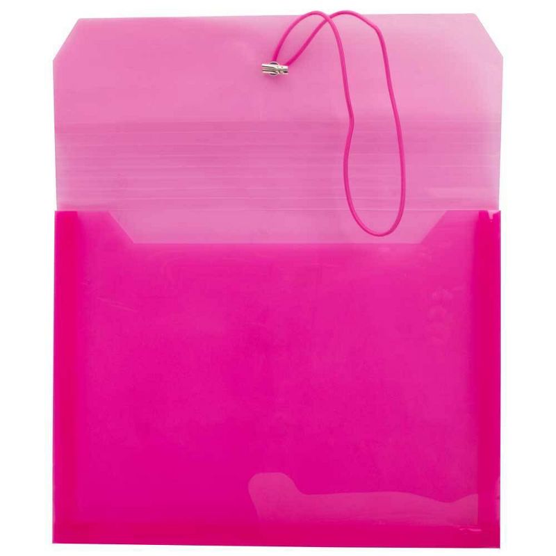 JAM Paper Plastic Envelopes with 2 5/8" Expansion, Elastic Closure, Letter Booklet, 9 3/4'' x 13'', Fuchsia Pink Poly, 12pk