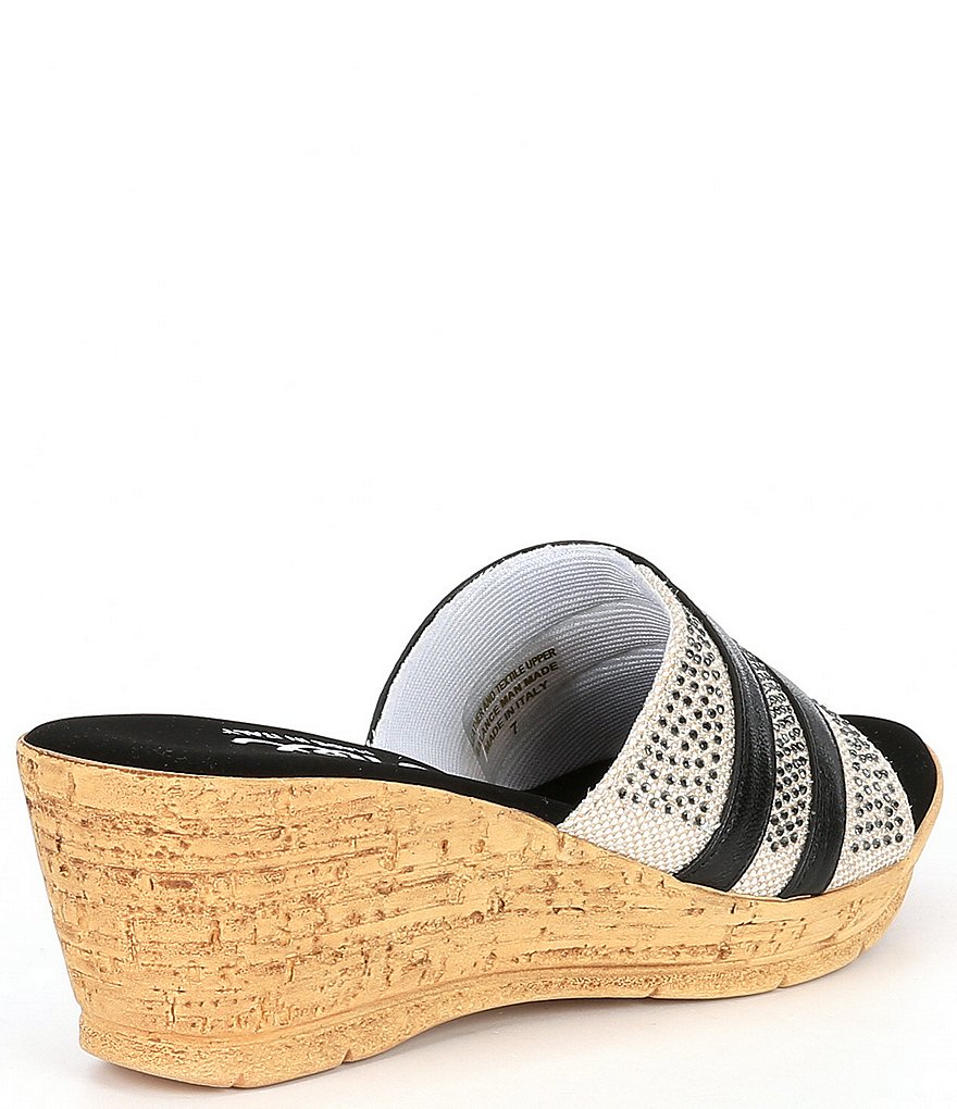 Onex Linen Blanche Leather Wedge Sandals