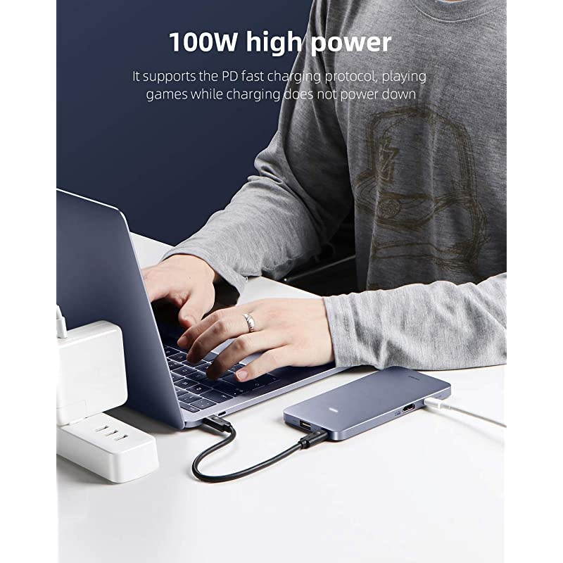 USB-C Hub with M.2 NVMe Hard Drive Enclosure, Type-C Docking Station to SSD, 10Gbps USB 3.1 Gen2, 100W PD, 4K@60Hz HDMI, SD/TF Card Slots, Hard Disk Drive for MacBook Pro, iPad Pro (Grey)