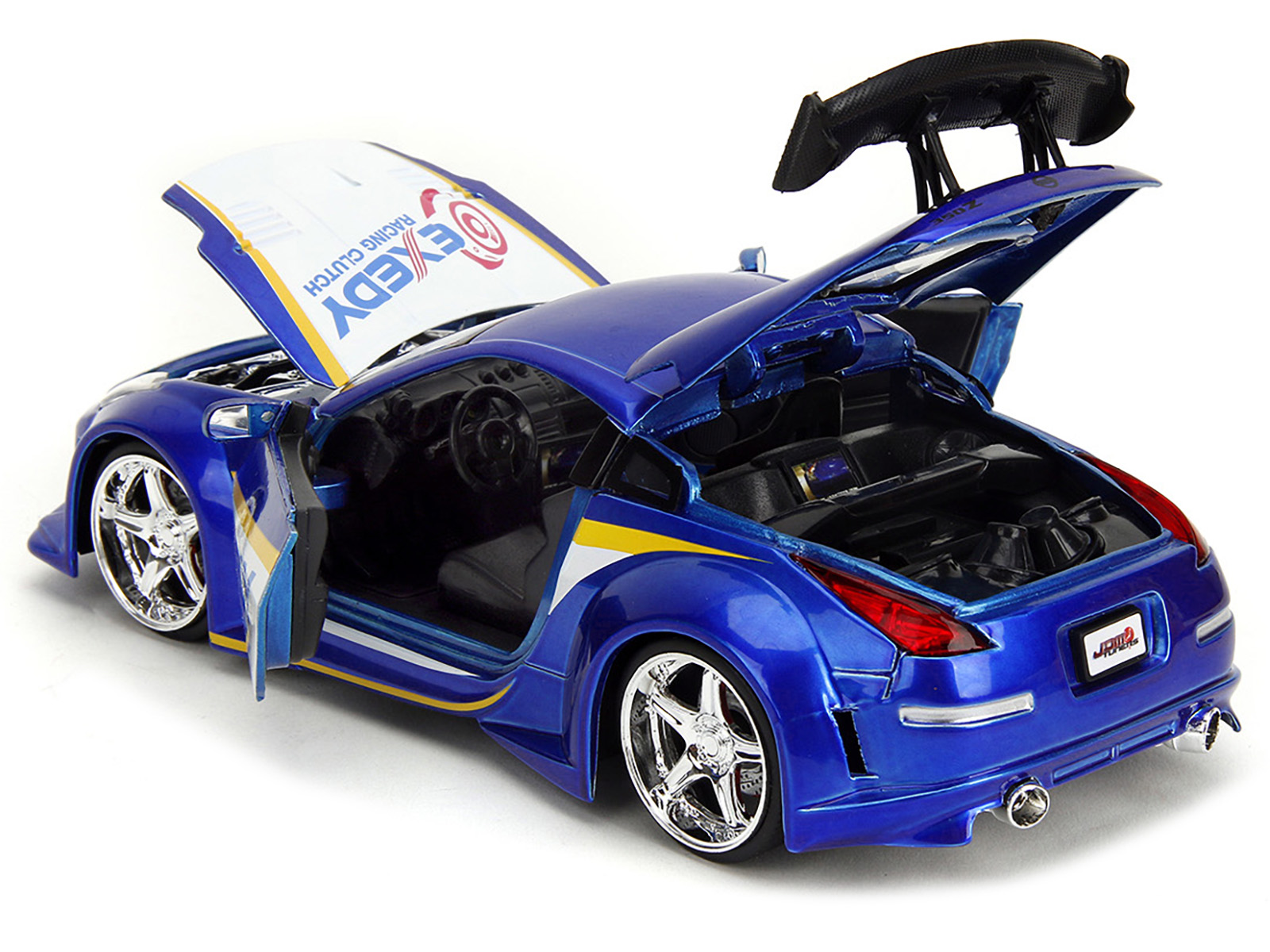 2003 Nissan 350Z "Exedy Racing Clutch" Candy Blue and White "JDM Tuners" Series 1/24 Diecast Model Car by Jada
