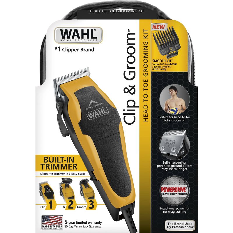 Wahl Clip n Groom Men's Haircut Kit with Built in Finishing Trimmer - 79900-1701