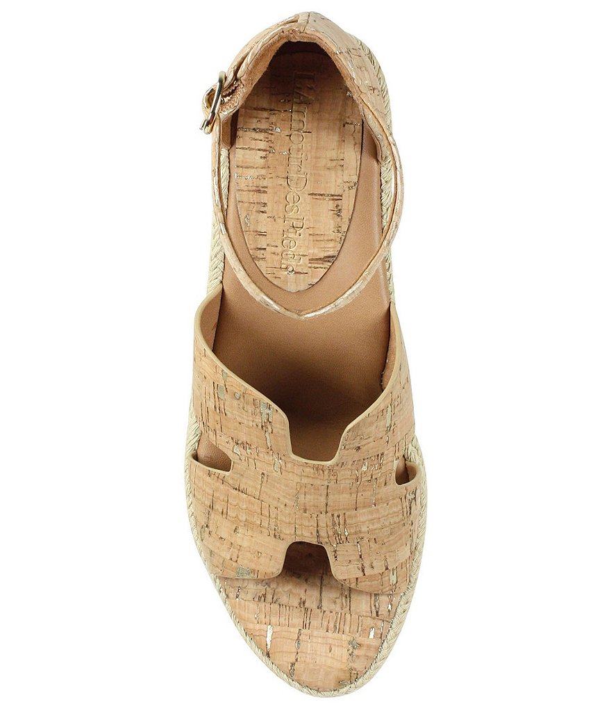 L'Amour Des Pieds Iksha Ankle Strap Cork Platform Wedge Sandals