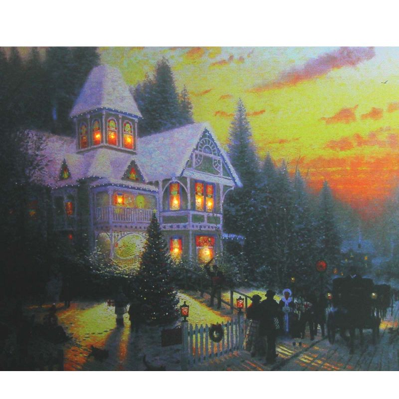 Northlight LED Lighted Victorian Christmas at Sunset Canvas Wall Art 15.75" x 19.5"