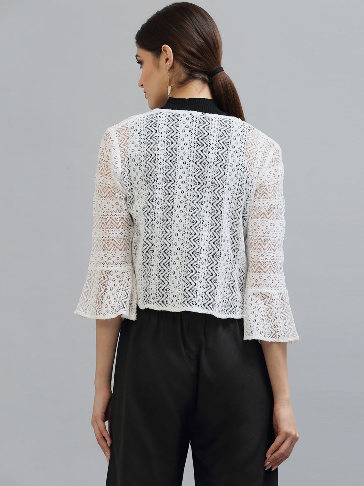 Mafadeny Black Striped Shrug