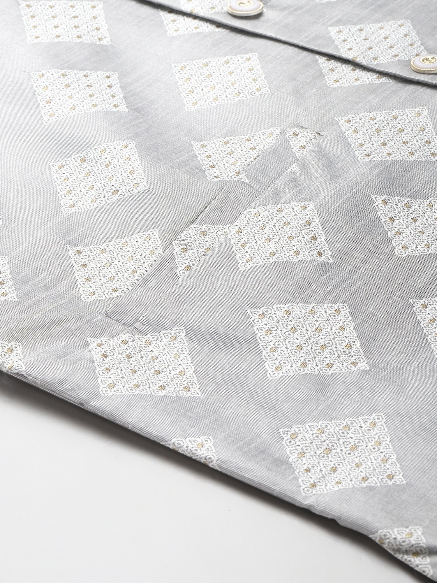 Sojanya Grey Regular Fit Self Pattern Nehru Jacket