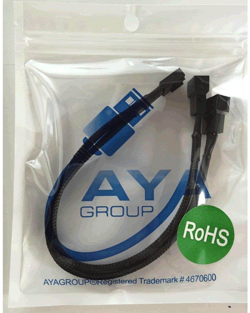AYA 10" 4-Pin Sleeved PWM Fan Power Y Cable Splitter (for Case/CPU Fans)