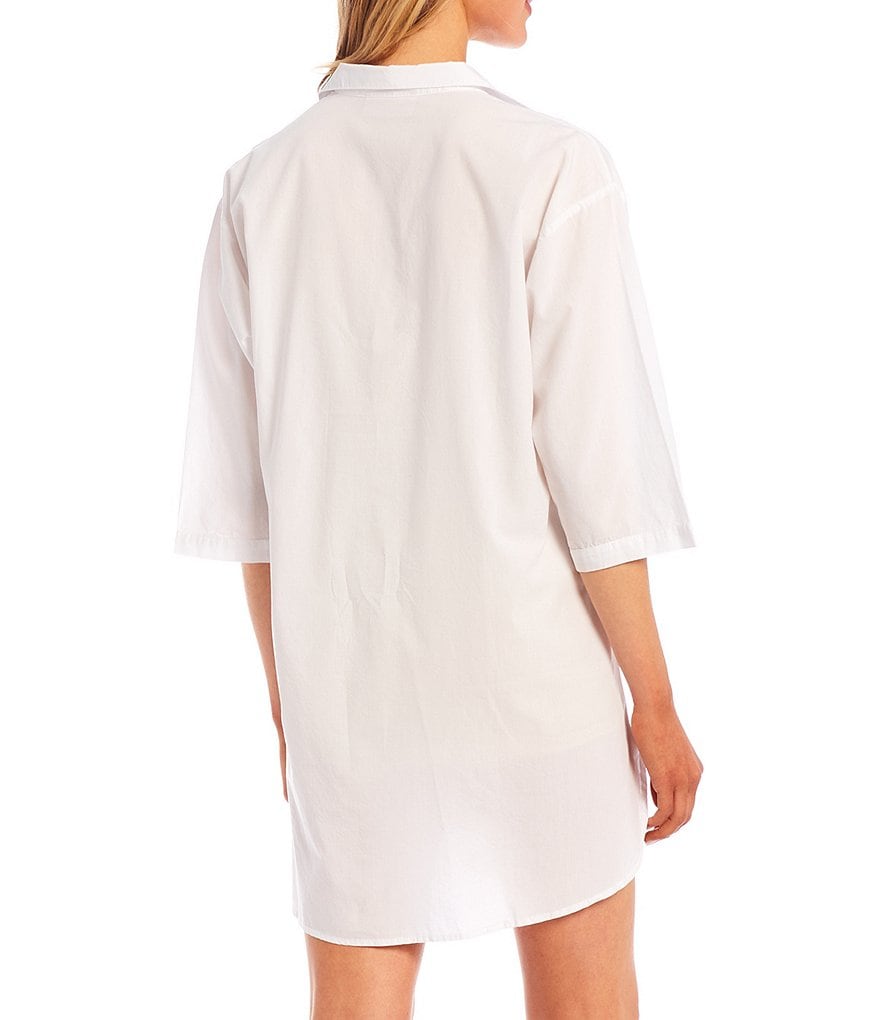 Papinelle Whale Beach Solid Woven Button-Front Sleepshirt
