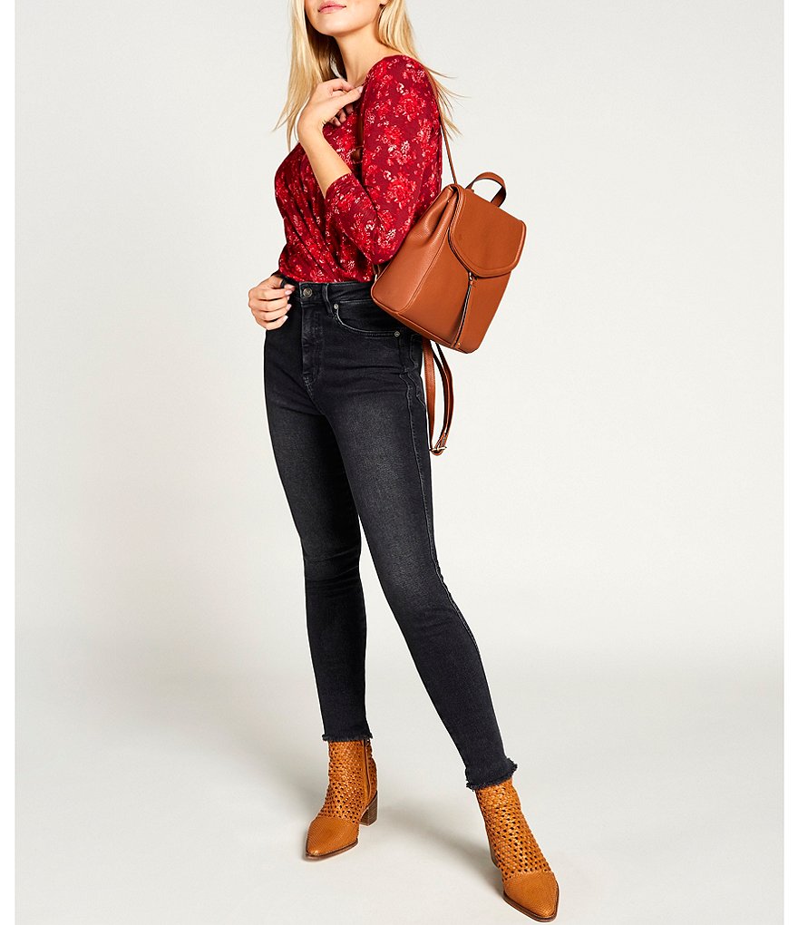 Free People Raw Hem High Rise Cotton Blend Jeans