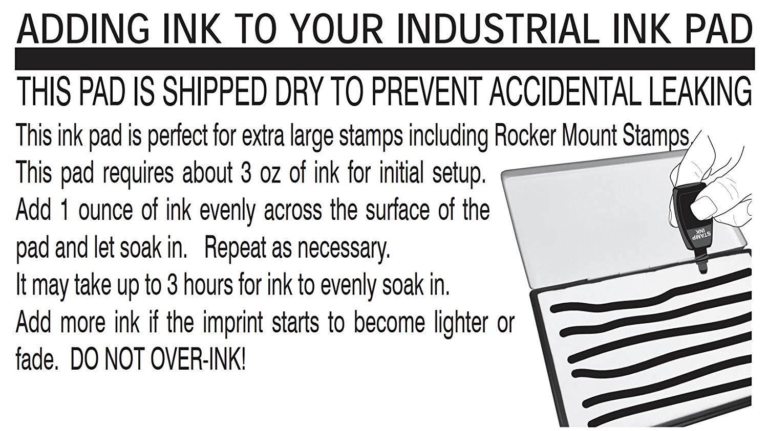 Extra Large 7" x 8" Industrial Rubber Stamp Ink Pad, Black