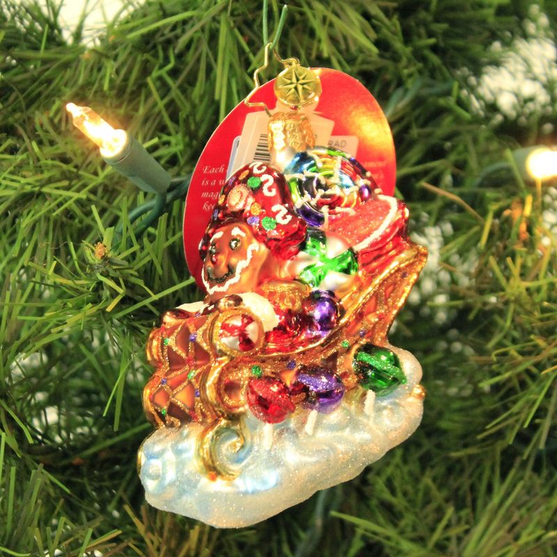 Christopher Radko 3.25" Hold On Tight Gem Ornament Gingerbread Sleigh  -  Tree Ornaments