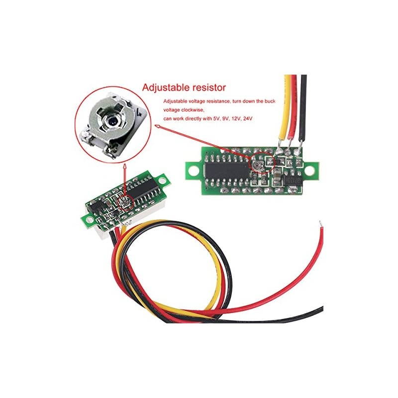 5pcs Mini Digital Voltmeter DC 028 Inch ThreeLine DC 0100V Mini Digital Voltmeter Gauge Tester LED Display Reverse Polarity Protection and Accurate Pressure Measurement 5 Colours