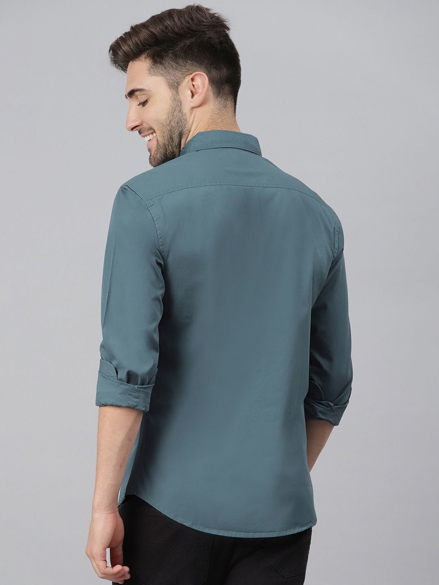 Dennis Lingo Grey Cotton Slim Fit Shirt