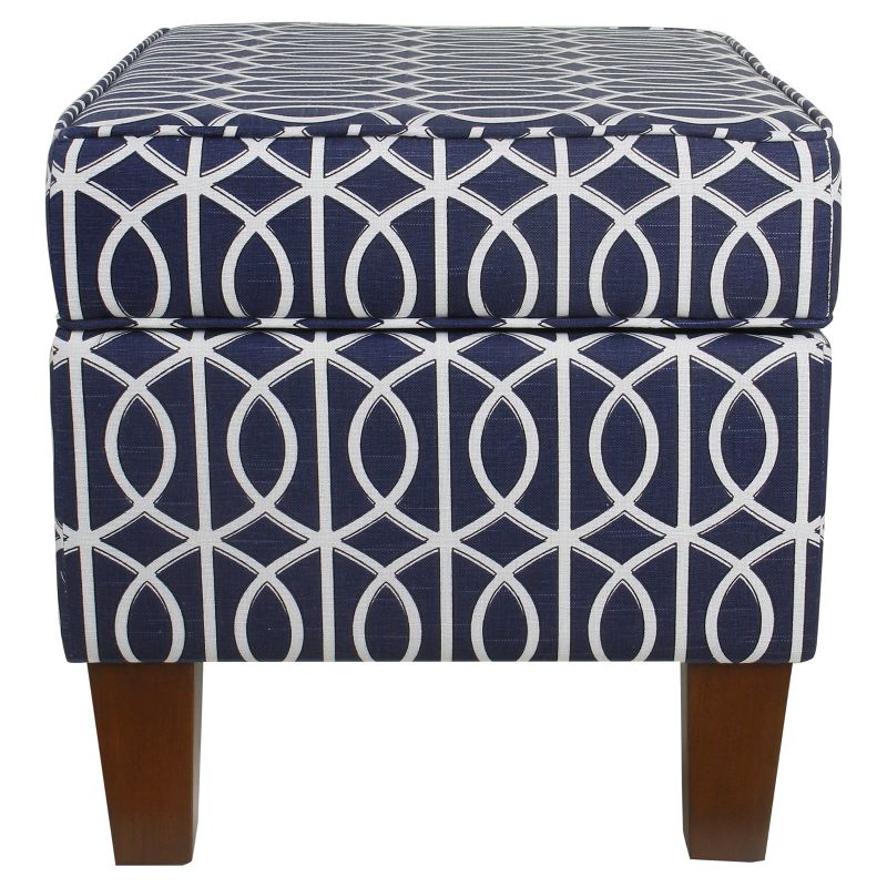 Bella Storage Ottoman - Blue Trellis - HomePop