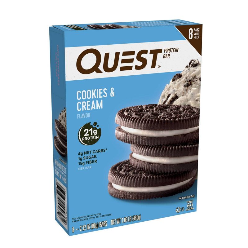 Quest Cookies & Cream Protein Bar - 8ct/ 16.96oz Total
