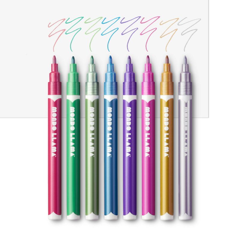 8ct Paint Markers Fine Tip Metallic - Mondo Llama™