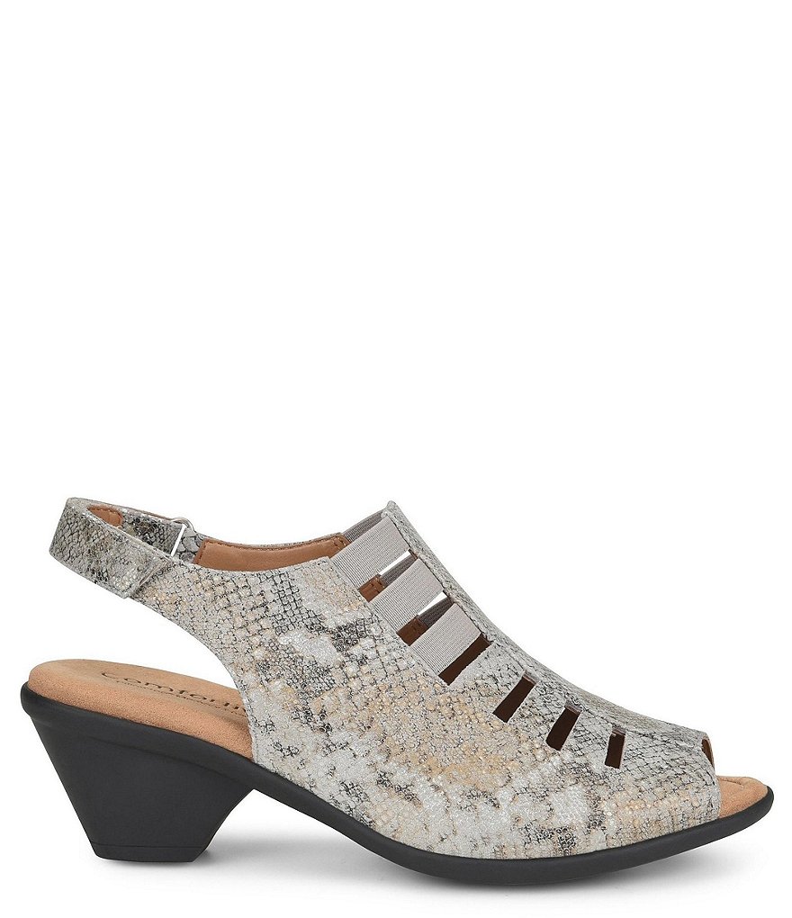 Comfortiva Faye Snake Print Leather Slingback Sandals