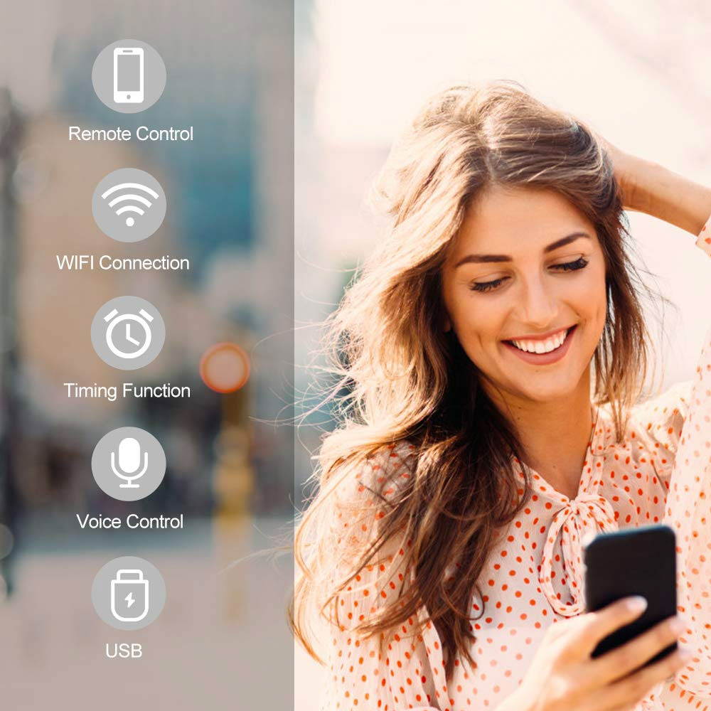 AvatarControls WiFi Smart Plug,UL Certified Wireless Smart Home Outlet Timer Switch,Remote Control ON/OFF Household Appliances Anywhere,Work with Alexa/Google Assistant, No Hub Required