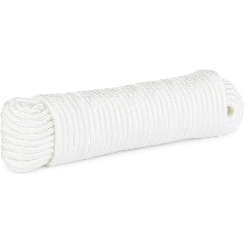 Okuna Outpost 2 Pack Weather Resistant Plastic Clothesline for Arts and Crafts (White, 100 Feet)