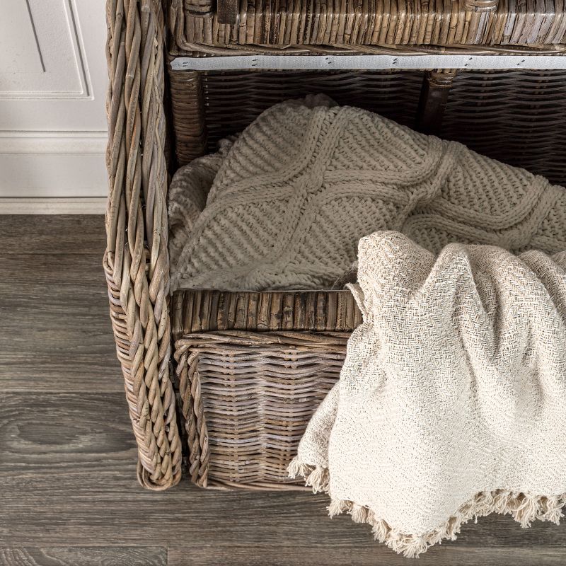 happimess Naples 47.50" Wicker Trunk Storage Bench, Gray