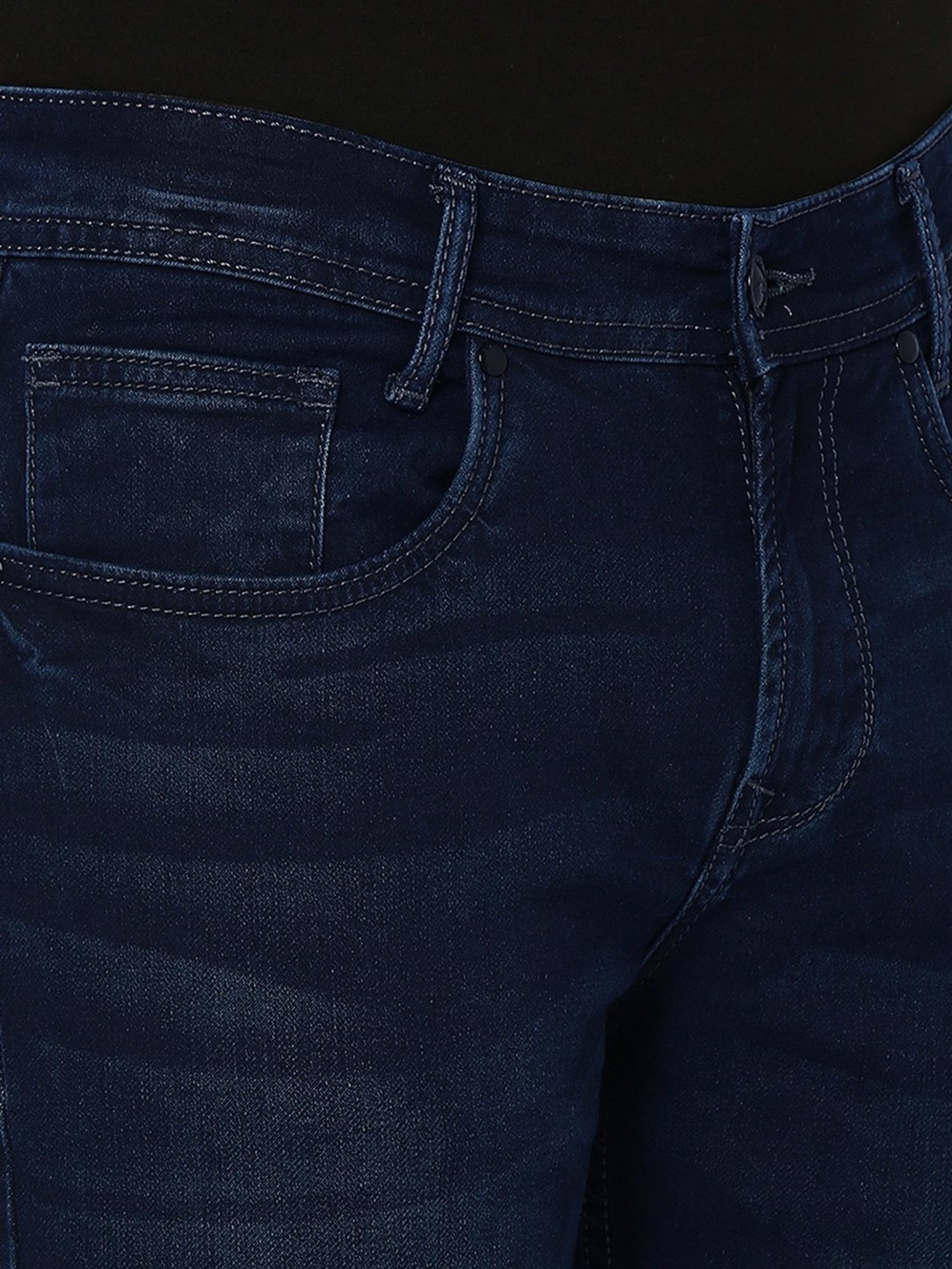 Mufti Dark Blue Narrow Fit Lightly Washed Jeans