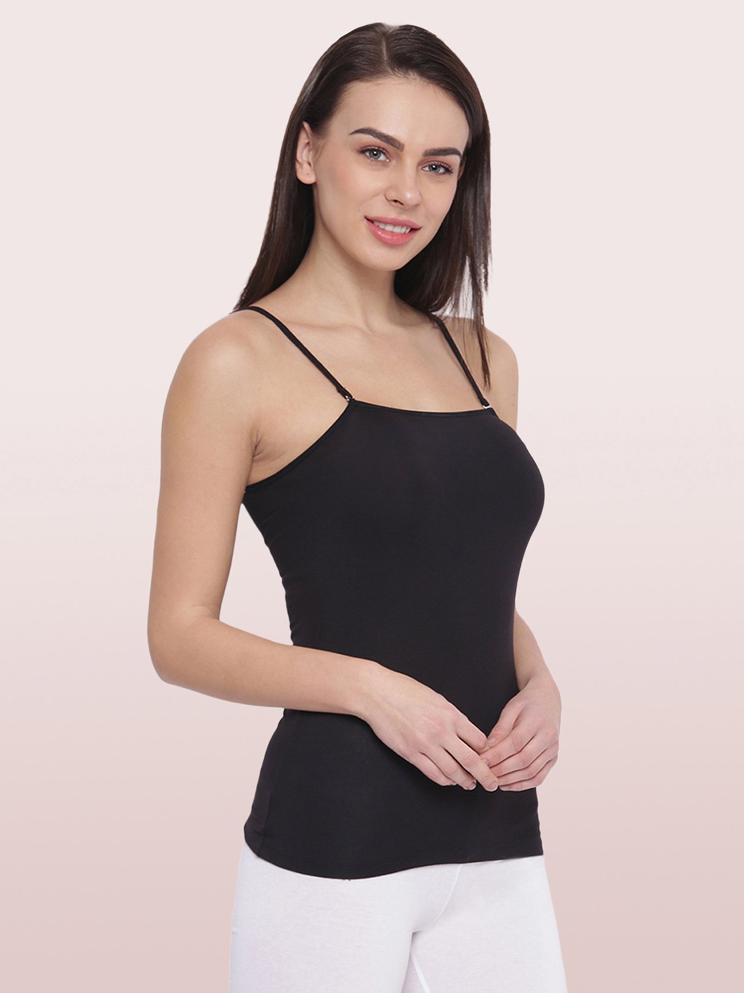 Enamor Black Sleeveless Detachable Strap Camisole