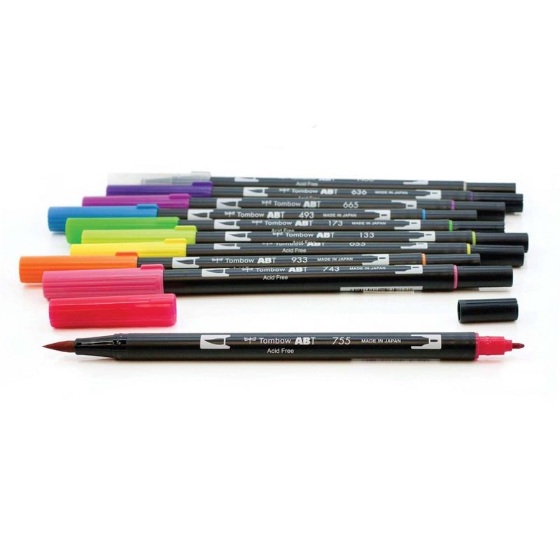 10pk Dual Brush Pen Art Markers Bright Palette - Tombow
