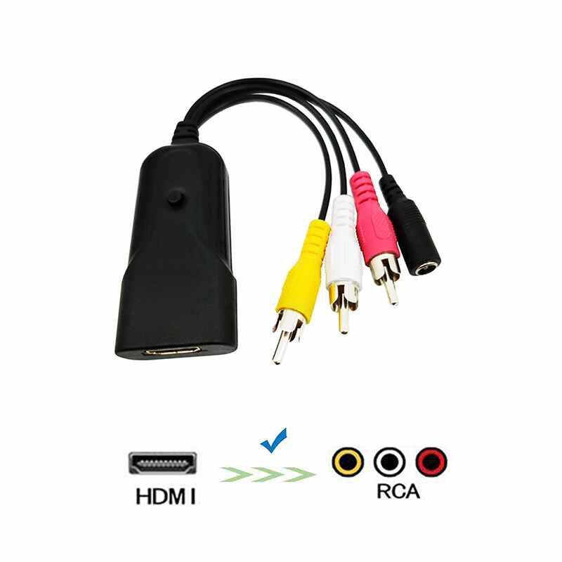 HDMI to RCA Converter HD 1080p HDMI to RCA CVBS AV Composite Adapter HDMI2AV Converter Support PAL/NTSC Switch with Charging Cable for STB Blue-ray DVD Xbox PS4 Games