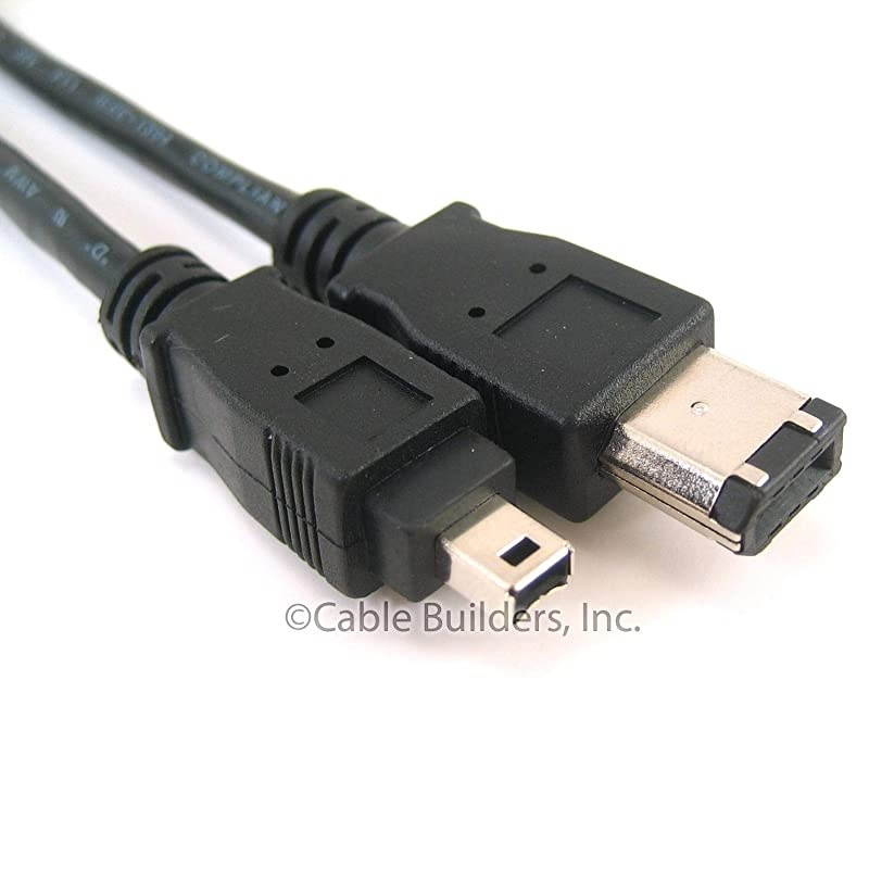 IEEE 1394 Firewire 400 iLink 6 Pin to 4 Pin IEEE1394 64 Length 6FT for PC Mac DV 6 Foot 6 Feet Black Friday November Cyber Monday Sale
