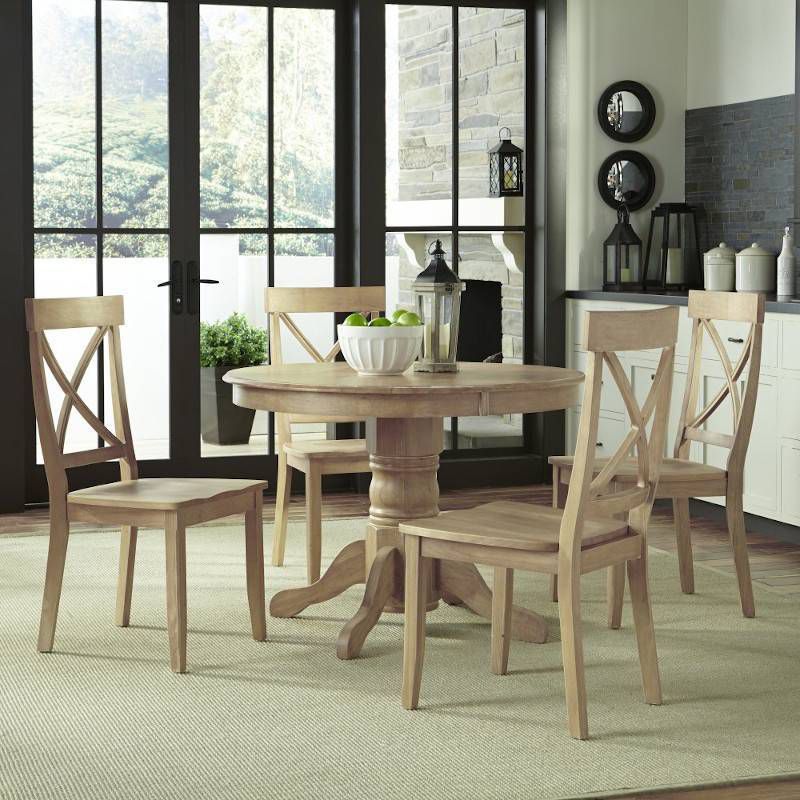 Set of 5 Michael 42"Round Dining Table with Chairs White Wash - Home Styles