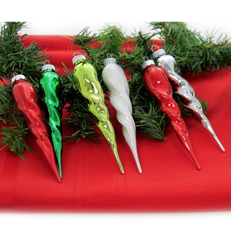Shiny Brite 5.75" Hs Glass Icicles Holiday Splendor Ornaments  -  Ornament Sets