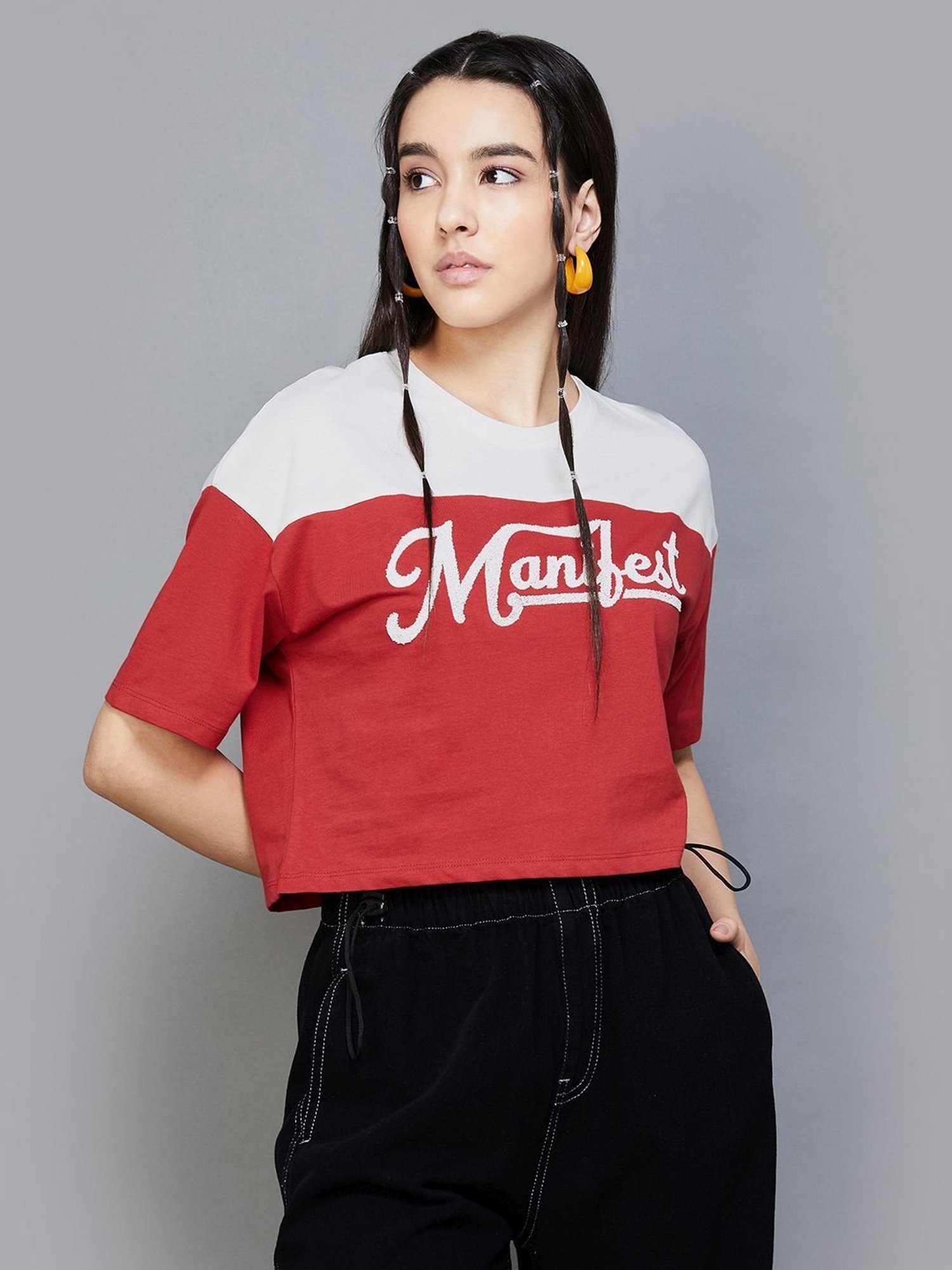 Ginger by Lifestyle Red Cotton Printed T-Shirt