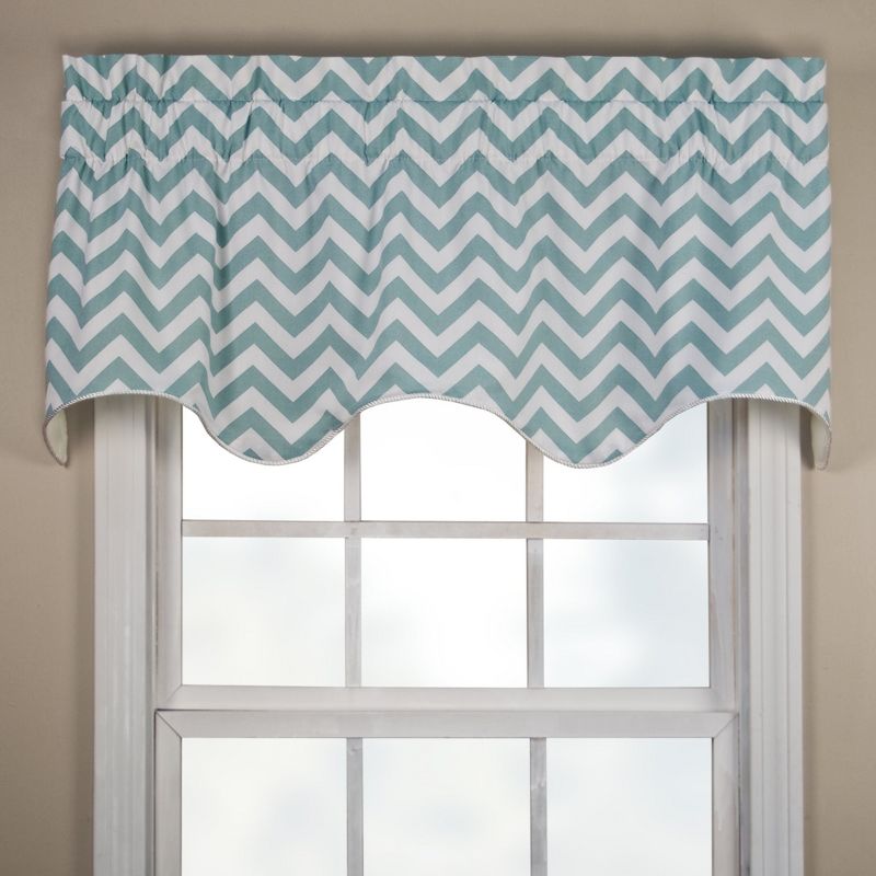 Ellis Curtain Reston High Quality Room Darkening Solid Natural Stylish Color Lined Scallop Window Valance - 50 x 17, Blue